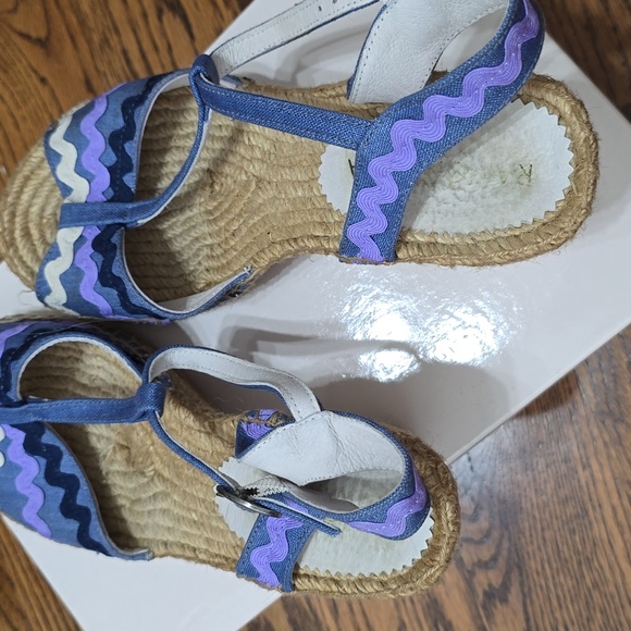Ramon Tenza Blue and Purple Espadrilles with Wedge Heel Sz 7 - Picture 4 of 9